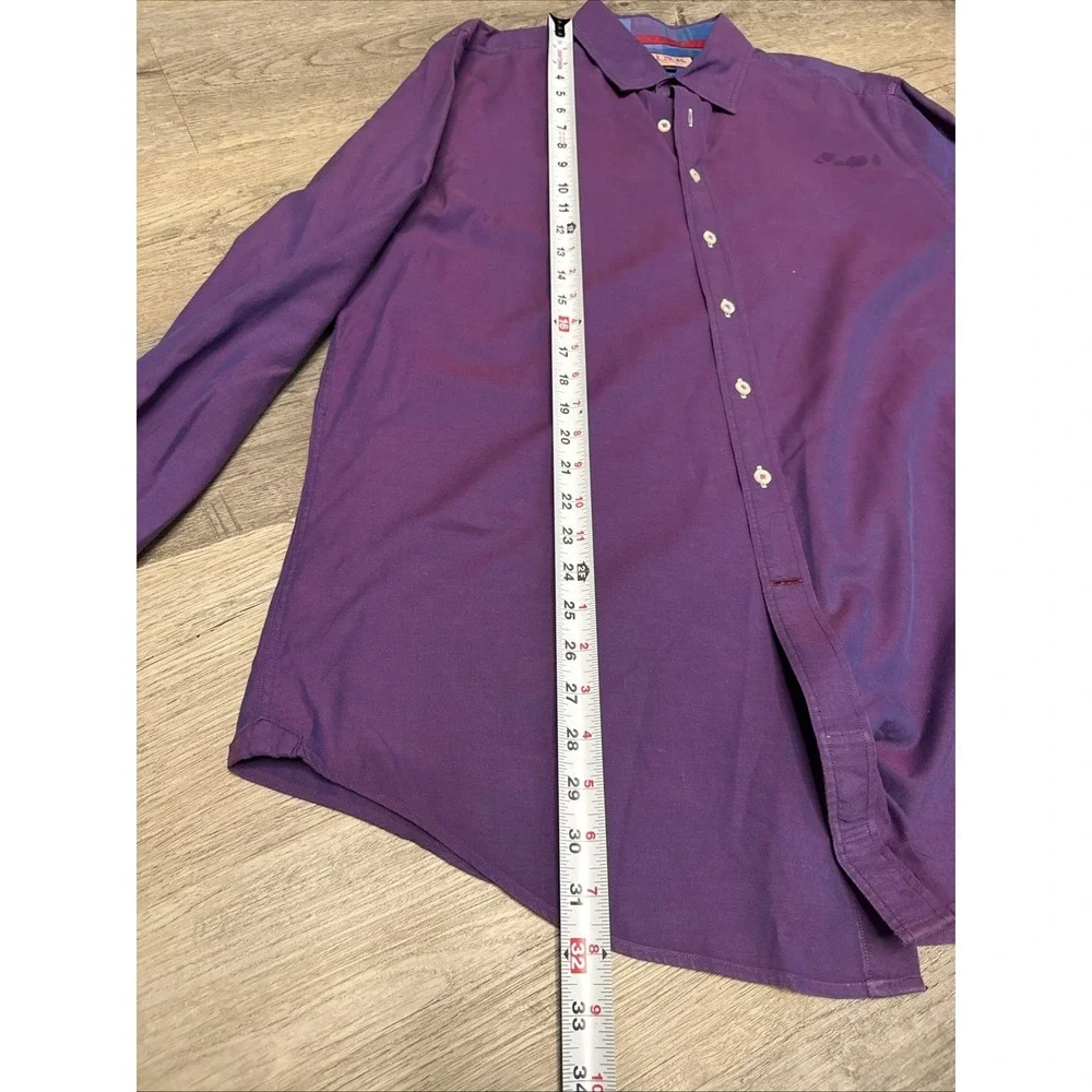 Thomas Pink Shirt Men's L  Purple Blue Cotton Jermyn Street Classic Fit Dbl Cuff